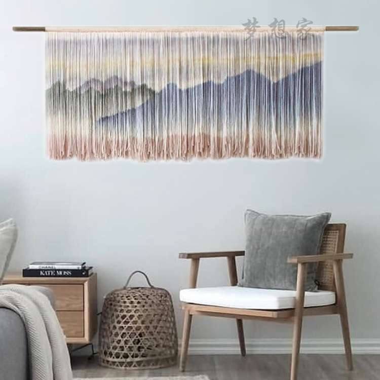 Gradient nhuộm màu trang trí tường Phong cách Bắc Âu dệt tay tấm thảm treo tường Trung Quốc mô hình cảnh quan trang trí nhà thảm tròn trang trí
