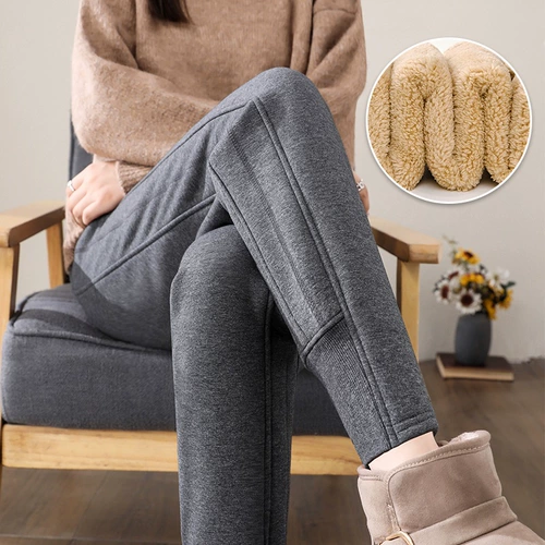 Комплект, демисезонные штаны, зимние бархатные леггинсы для отдыха, увеличенная толщина