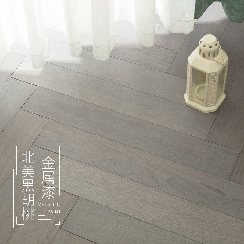 Black walnut character multilayer solid wood composite wood floor household 15mm floor heating wood gray manufacturer direct sales
