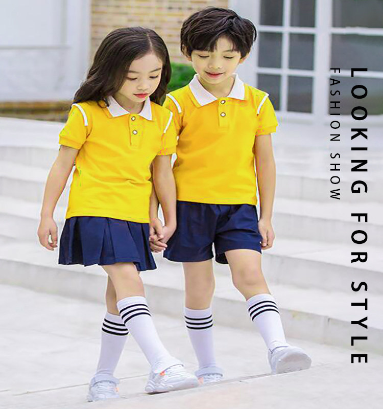 товар из китая 新款幼儿园园服夏装橙色短袖老师英伦夏天儿童班服夏季小学生校服 OTHER