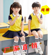 2022 new kindergarten class uniforms primary school students summer school uniforms childrens teacher red and white sports summer yellow short sleeves