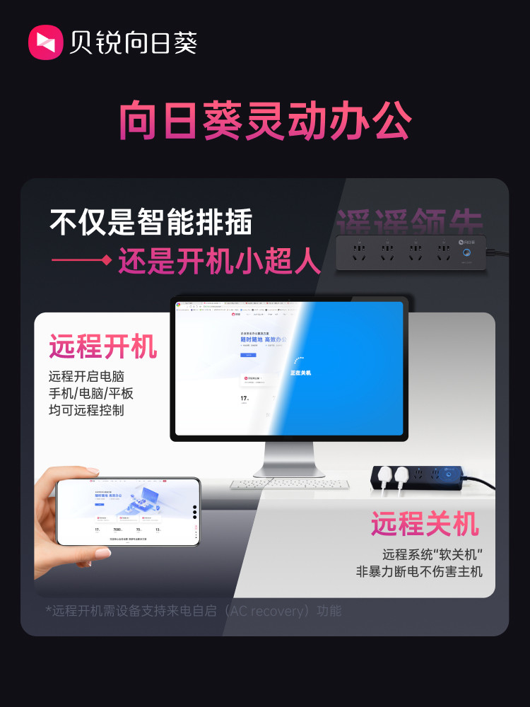 Sunflower Smart Power Strip Socket with 4 Outlets, Wifi Remote Control, Timer Switch for Controlling Computer Power