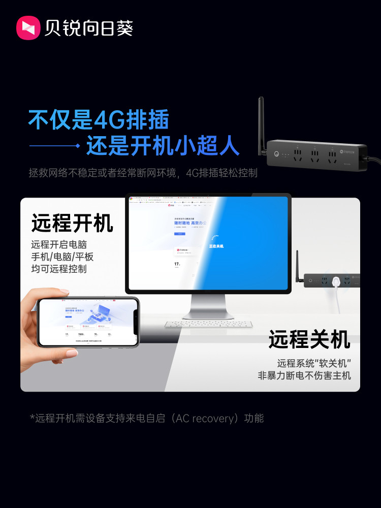 Sunflower 4g Smart Power Strip Socket P4 Outdoor Power Strip with Remote Control Switch and Scheduled Power-Off Function