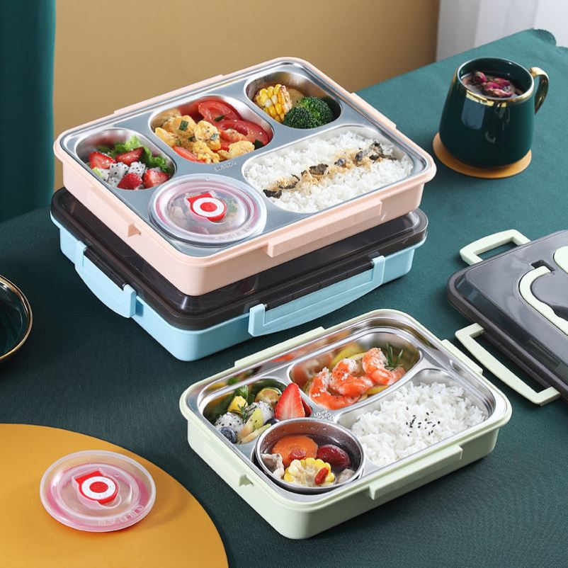 Lunch Box Office Worker Stainless Steel 304 Insulation With Lid Lunch Box Student Han Edition Cute Large Capacity Divided Dining Box