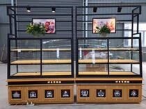 Bread display cabinet Solid wood wall display cabinet Bread side island display cabinet Titanium plated white side island cabinet Bread model