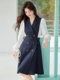 Shirt Splicing Fake Two-Piece Dress for Women 2025 New Spring Celebrity Small Fragrance Style High-End Belt Skirt