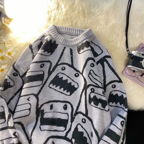 Tide, свитер, шерстяная демисезонная трикотажная куртка для влюбленных, оверсайз, круглый воротник