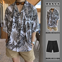 Рубашка, черные шорты