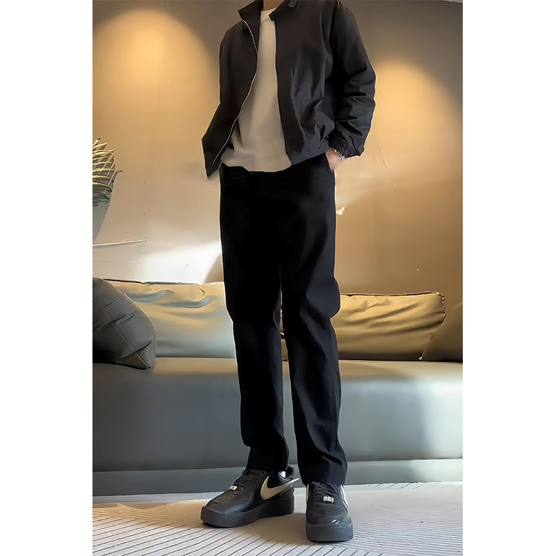 Cleanfit Black Workwear Jeans Men's Summer American High Street Pants Stretch Slim Fit Straight Pants