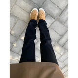 Штаны, эластичные черные джинсы, в американском стиле, облегающий крой, свободный прямой крой