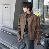 Бархатные короткие наплечники, мужская осенняя куртка, в американском стиле