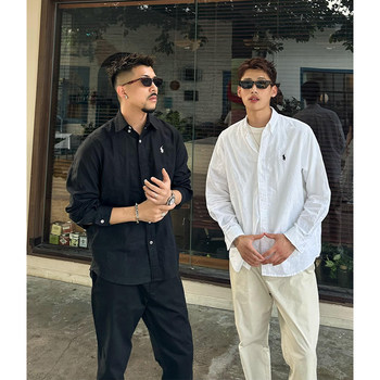 Black Ramie Sun Protection Shirt for Men, Long-Sleeved Summer Old Money Style Relaxed Casual Shirt, Breathable Thin Jacket