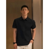 Черная летняя футболка polo, короткий рукав