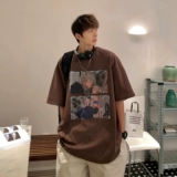 Летняя ретро футболка для влюбленных, в американском стиле, короткий рукав, оверсайз