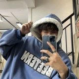 Бархатная толстовка с капюшоном, утепленная куртка, парная одежда для влюбленных, оверсайз, европейский стиль