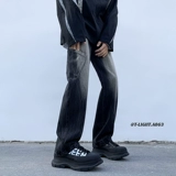 Штаны, джинсы, в американском стиле, градиент, свободный прямой крой