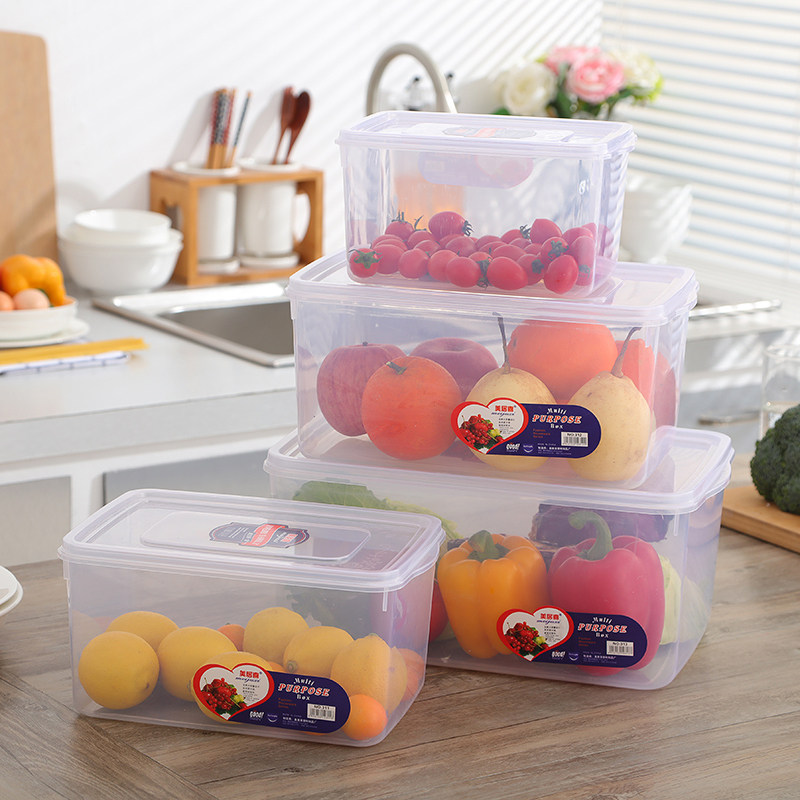 Beauty Guecy Plastic Plus High Preservation Box Rectangular Sealed Refrigerated Box Fridge Food Fruit Containing Box Storage Box