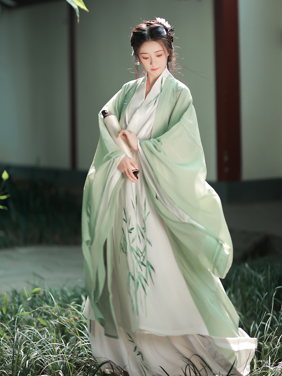 Viscount Autumn Colors-(The Breeze Is Like Jade) Wei Jin Style Large Sleeve Straight Dress Hanfu Photo Elegant Men's and Women's Photography