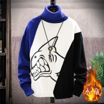 Teen high collar sweater male Garvet thickened Korean version Winter line clothes boys Warm Needles Weaselwear Thick-style undershirt