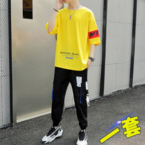 Summer teen 12-15-year-old boy 13 junior high school student 16 eldest child 18 short sleeve t-shirt ice sensation suit tide