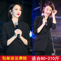 Spring and autumn large size suit jacket female fat mm200 catties Korean version OL professional suit casual suit two-piece suit 2020