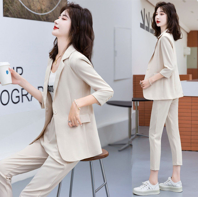 Summer dress New large size women's dress Fat girl m suit suit Two sets of lepsy foreign pie professional suit jacket 200 catty