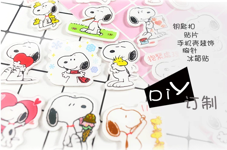 Phim hoạt hình acrylic dễ thương Snoopy điện thoại di động vỏ mô phỏng sáng tạo túi trâm cài phụ kiện huy hiệu tự làm nam châm - Trâm cài