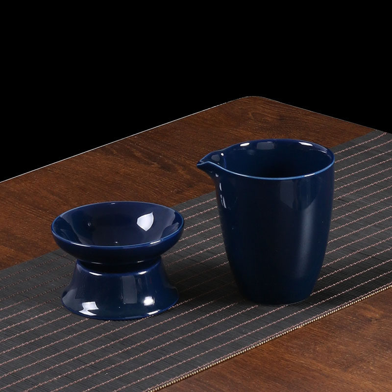 Blue Glazed Fair Cup Tea Leak Set Tea Leaf Tea Set Tea Leaf tea Set Ceramic Filter Group Tea Sea Stainless Steel Strainer-Taobao