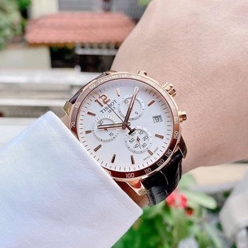 Swiss Watch Tissot Men's Watch Rose Gold Chronograph White Dial T095.417.36.037.00