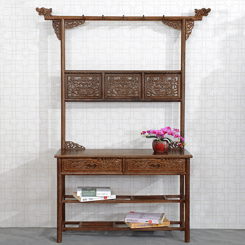 Redwood furniture chicken wings wooden clothes rack Chinese-style all-solid wood Ming Qing classical antique bedroom hanging rack