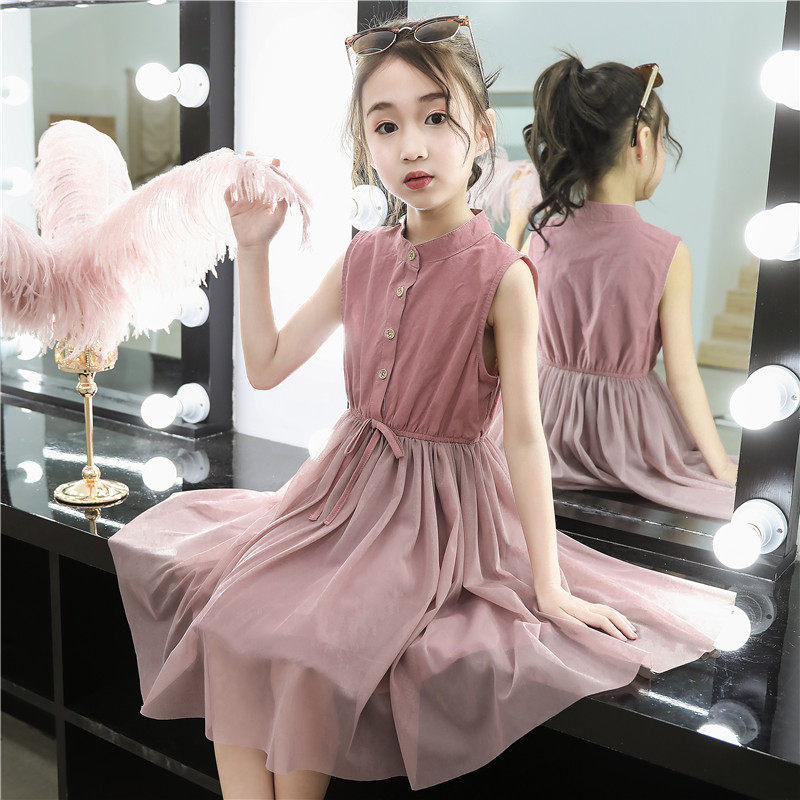 Girls' skirt summer dress children's summer dress foreign style Korean version 2022 new thin section little girl princess pure cotton