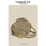 Кожаная подушка, небольшая дизайнерская сумка через плечо, воловья кожа, из натуральной кожи