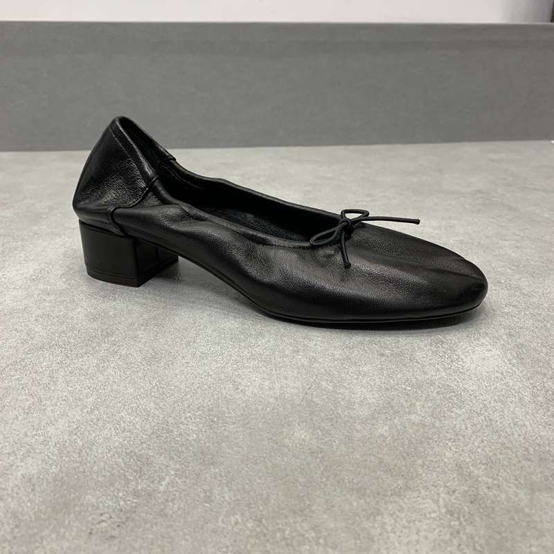 Women's Genuine Leather Shoes 2026 Spring New Style Classic Black Elegant Bow High-Heeled Ballet Shoes Women's Genuine Leather Shoes 2026 Spring New Style Classic Black Elegant Bow High-Heeled Ballet Shoes