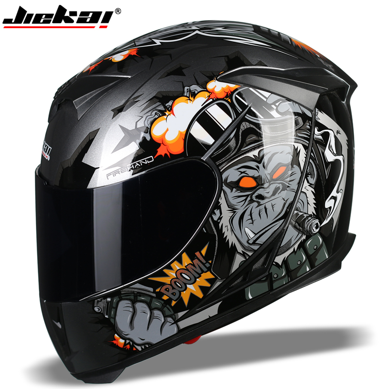Jiekai helmet men's full-face helmet motorcycle personality four seasons sunscreen gray electric car female riding winter helmet