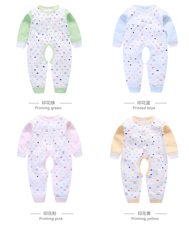 Babyiesies bé 3 tháng mở tập tin quần áo 6 romper tay áo dài 1 tuổi đồ ngủ trẻ em cotton mỏng mùa thu jumpsuit bé gái đáng yêu