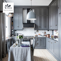 Jimei Sixiang overall cabinet Solid wood frame cabinet customization Simple Nordic modern kitchen cabinet cabinet customization