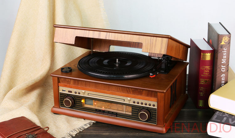 đầu đĩa than audio technica	 Hengxin mới cổ điển nhỏ bằng gỗ vinyl máy ghi âm retro máy ghi âm máy CD - Máy hát dau dia than
