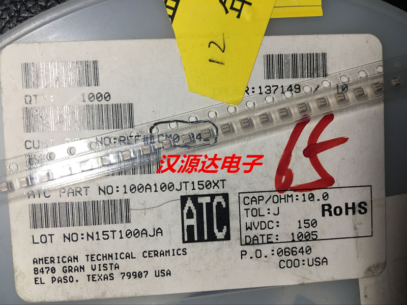 100A100JT150XT US ATC High Frequency High Q Value Low Loss 10PF 150V P90 0606