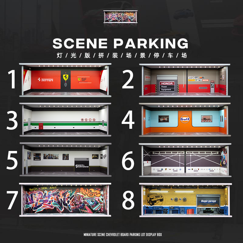 Collector's 1:64 Garage Scene Lighting Car Model Storage Box Car Model Series Dustproof Parking Lot Hot Wheels Collector's 1:64 Garage Scene Lighting Car Model Storage Box Car Model Series Dustproof Parking Lot Hot Wheels