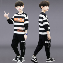  Boys  autumn suit 2021 new childrens western style striped two-piece suit in childrens trendy clothes boys Korean handsome