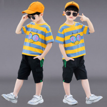  Childrens clothing boys summer suit 2021 new childrens handsome middle and large childrens western style two-piece summer boys trendy suit