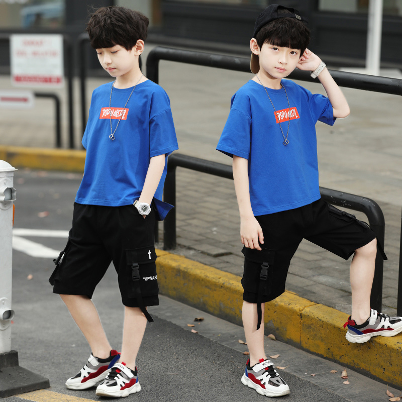 Boys summer suit 2021 new children's handsome fashion large children's ...