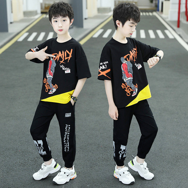 Boy Clothing Boy Suit Summer 2022 New Children Clothes CUHK Children Summer Clothes Boy Sports Clothes Handsome Tide Clothing
