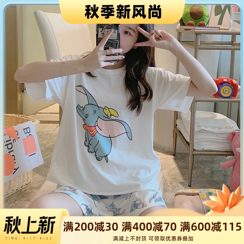 Pajamas women's summer ins style cotton thin section loose short-sleeved two-piece cute cartoon casual candy home clothes women
