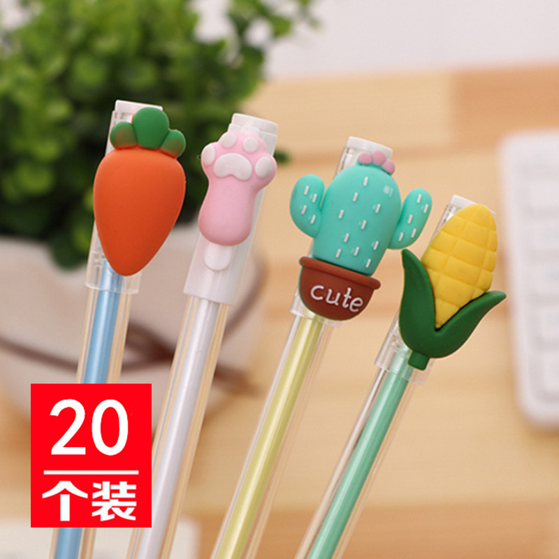 Christmas Creative Cartoon Cute Vegetable Cactus Palm Transparent Rod Neutral Pen 0 38mm Black Student Neutral Pen