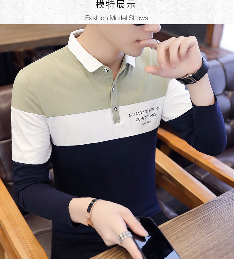 Áo thun nam tay dài mùa xuân và quần áo mùa thu ve áo cotton body nam phiên bản Hàn Quốc áo sơ mi mùa thu cổ áo sơ mi polo trẻ trung áo thun unisex
