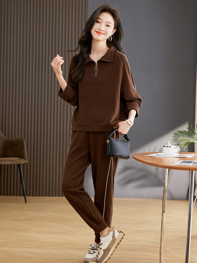 Casual sports suit for women in spring and autumn 2025 new autumn suit a complete set of fashionable and fashionable age-reducing sweatshirts two-piece set
