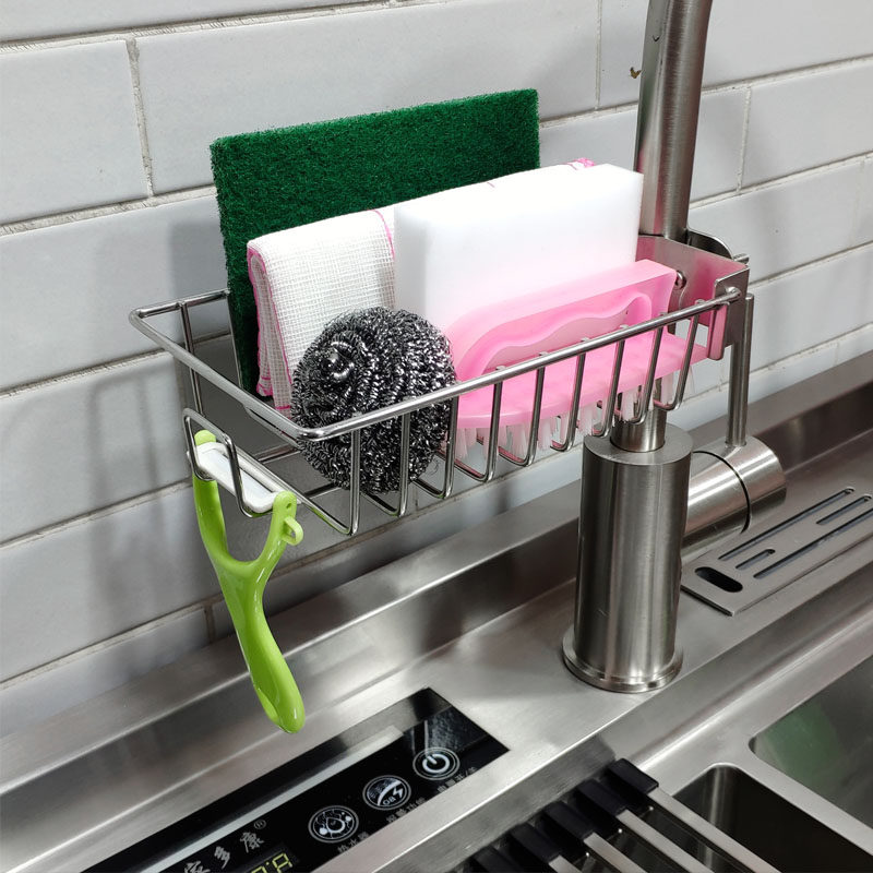 Home Dorcon Kitchen Stainless Steel Tap Hanging Basket Sink Shelve Containing Pool Telescopic Drain Rack Rag Shelf