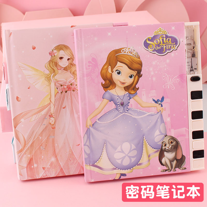 Code Lock Day Notebooks Notebook Children Girls Girls Day Notebooks notebook Princess with lock notepad Korean version Creative elementary school kids Daily Creative Cartoon Lock Notebook notebook