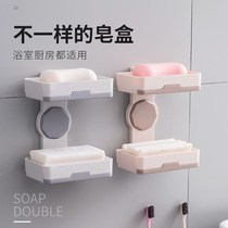 (Send patch) Double soap box wall-mounted drain soap box sticker toilet laundry soap holder-free toilet laundry soap holder